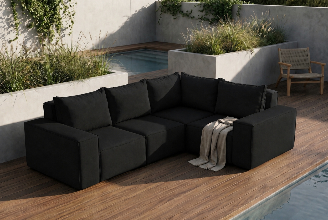 Garten Ecksofa Schwarz
